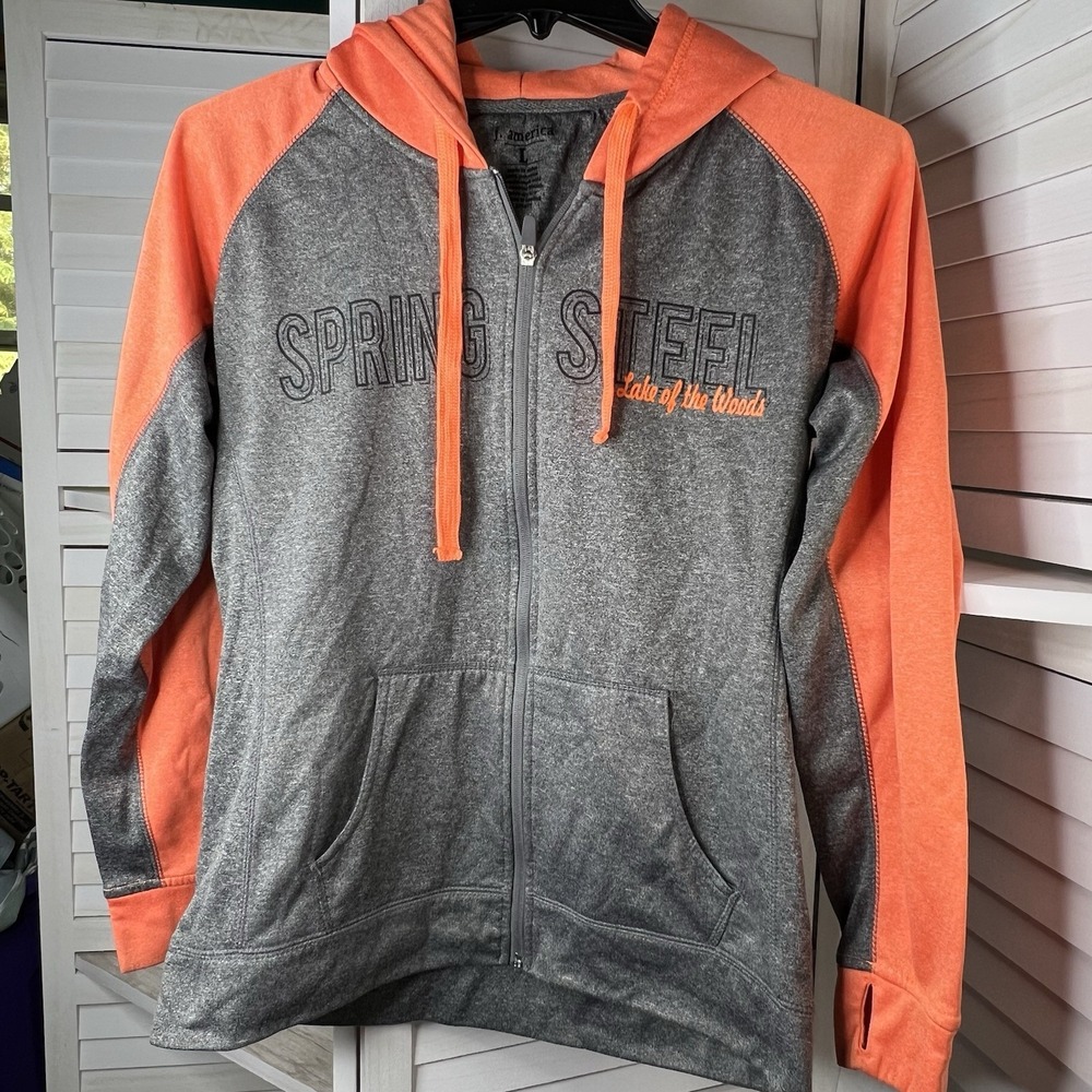 J. America Spring Steel Lake of the Woods Hoodie L Gray Orange (Lt Cuff Stain)